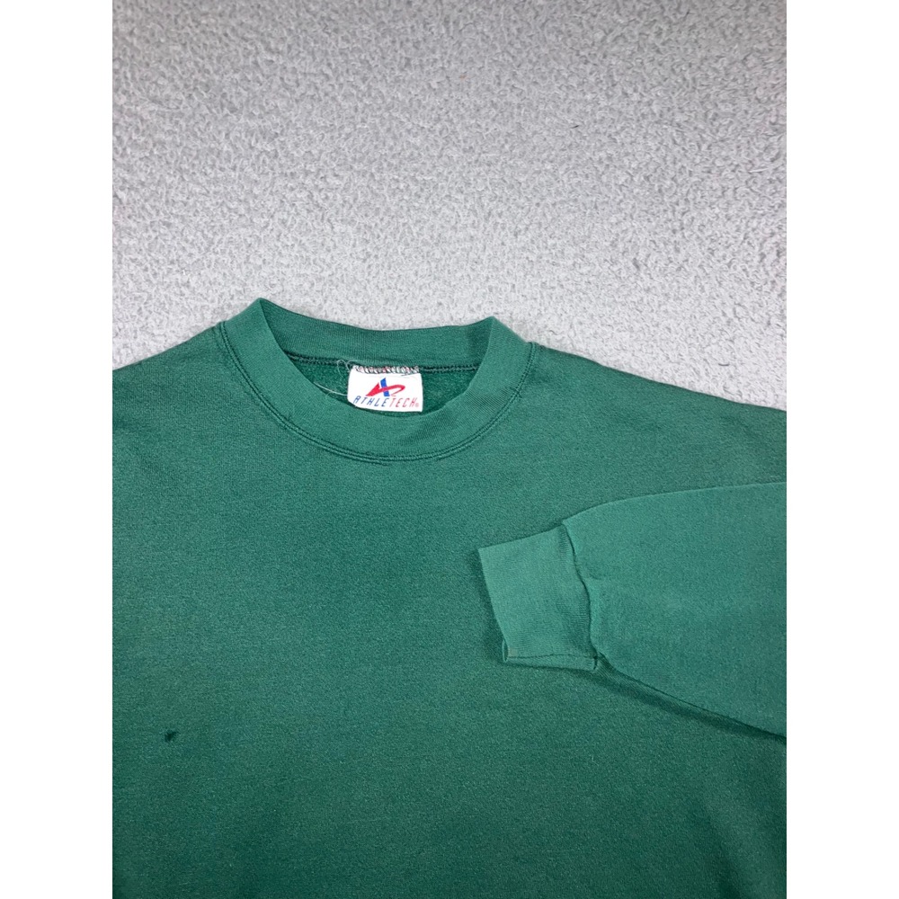 Vintage Y2K Athletech Blank Sweatshirt Mens L Green 90s Boxy Skater Grunge Basic